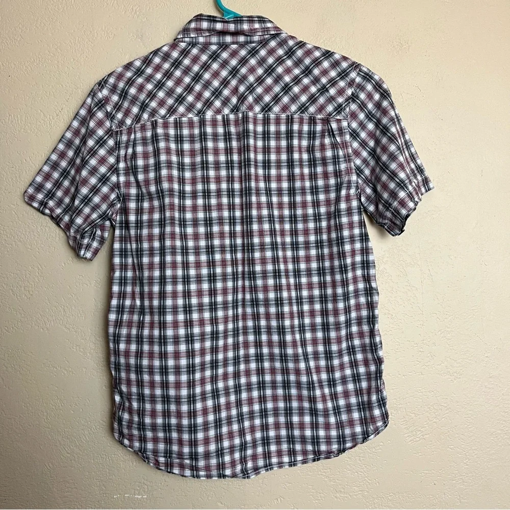 5/$25 Old navy boy short sleeve bottoms down multicolor plaid shirt‎ size XL